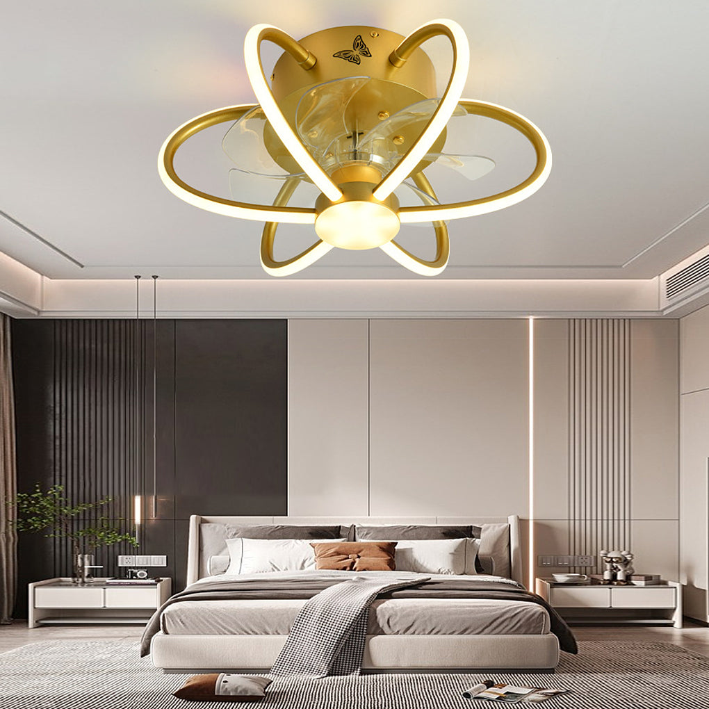 Sleek Black Metal Smart Dimmable LED Ceiling Fan and Light Fixture