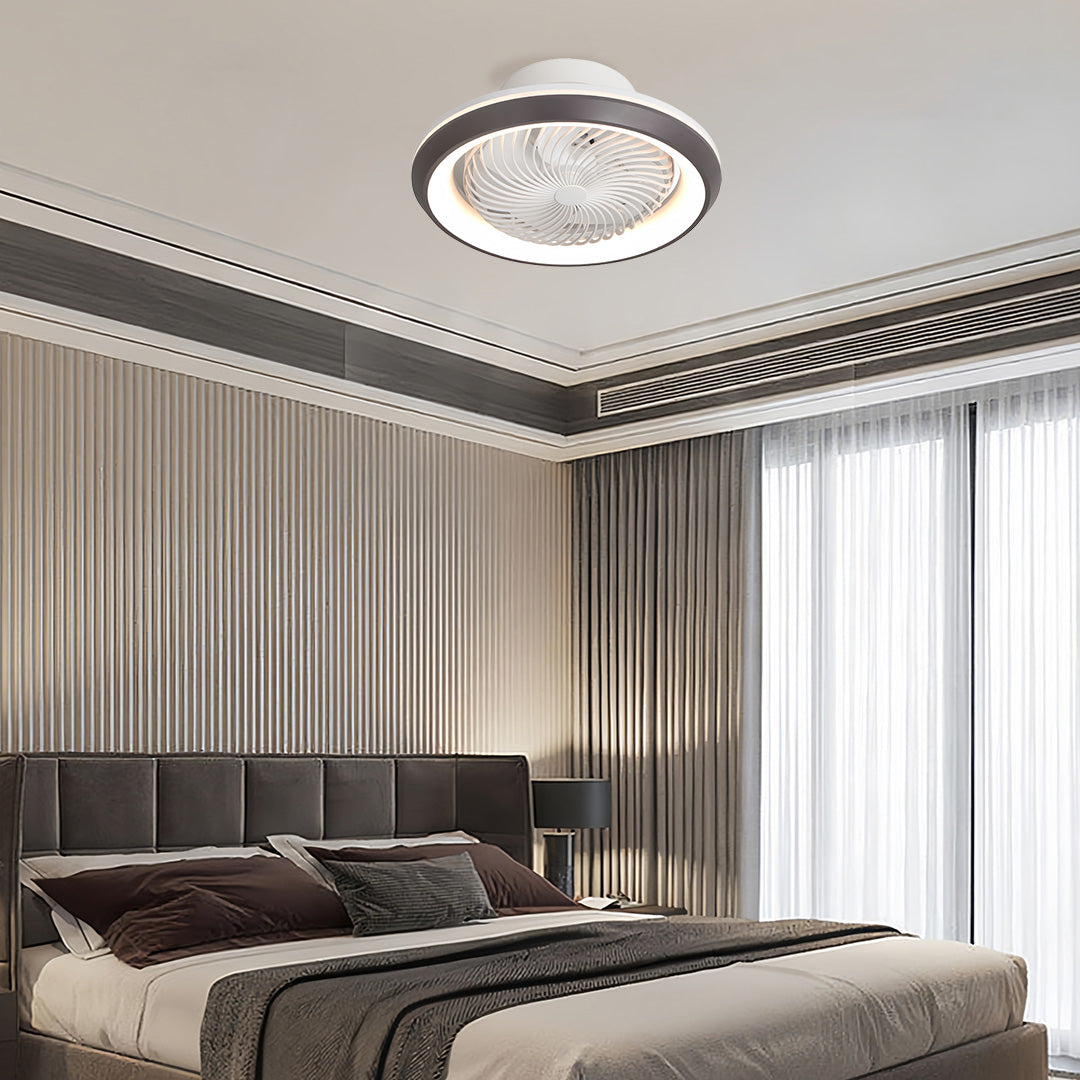 Sleek Modern White LED Ceiling Fan with Remote & Dimmable Lights for Living Room