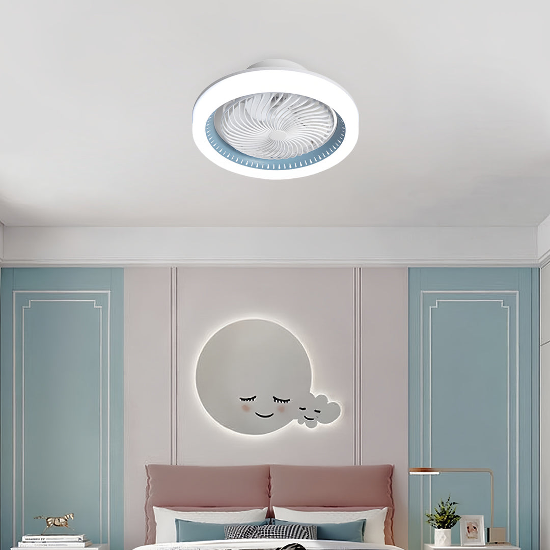Sleek Modern White LED Ceiling Fan with Remote & Dimmable Lights for Living Room