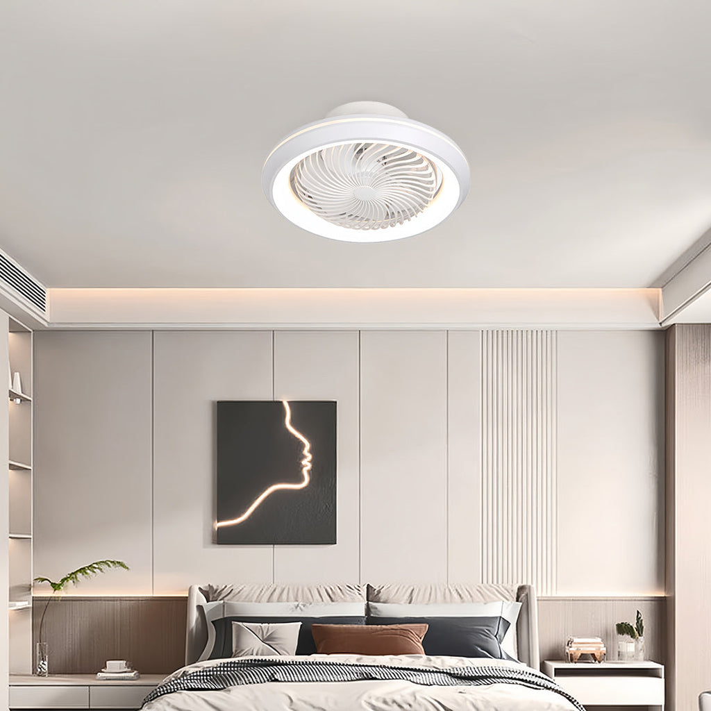 Sleek Modern White LED Ceiling Fan with Remote & Dimmable Lights for Living Room