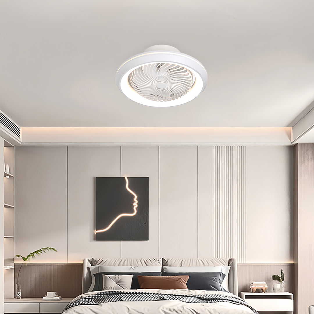 Sleek Modern White LED Ceiling Fan with Remote & Dimmable Lights for Living Room