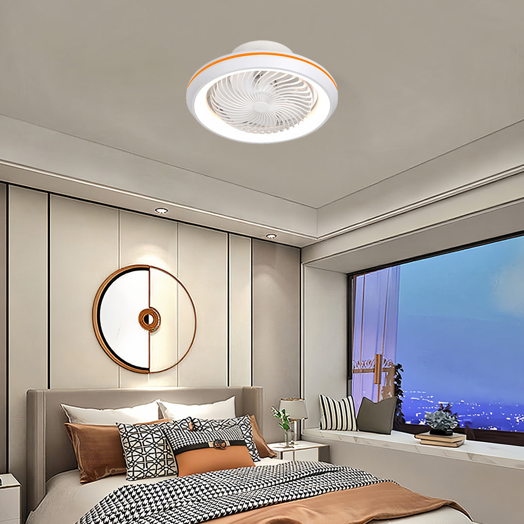 Sleek Modern White LED Ceiling Fan with Remote & Dimmable Lights for Living Room