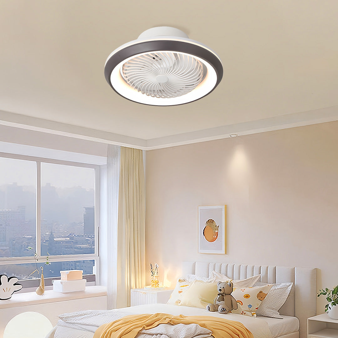 Sleek Modern White LED Ceiling Fan with Remote & Dimmable Lights for Living Room