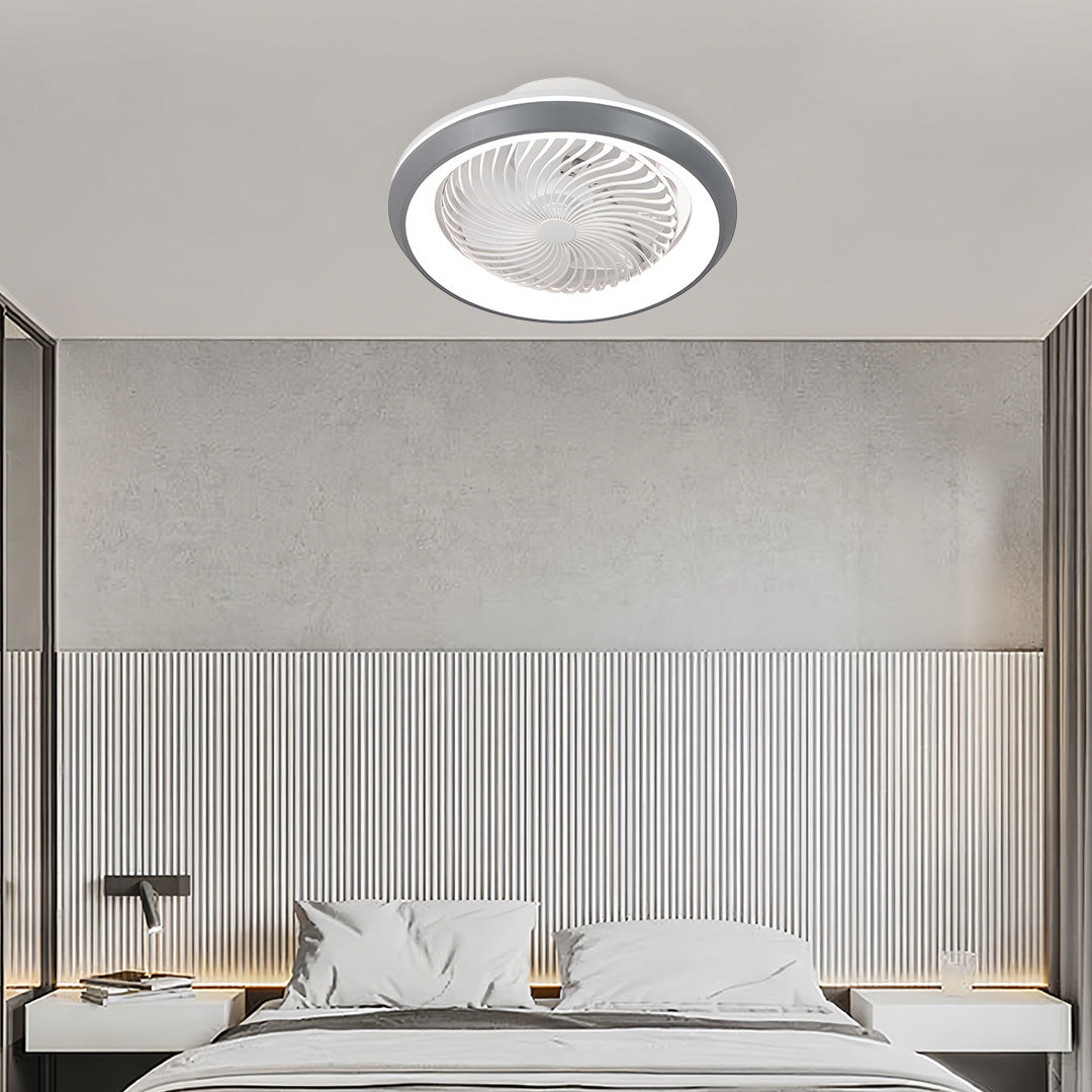 Sleek Modern White LED Ceiling Fan with Remote & Dimmable Lights for Living Room
