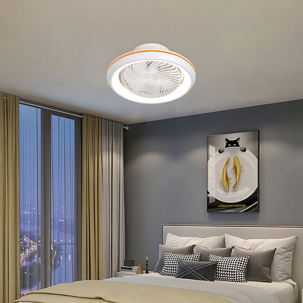Sleek Modern White LED Ceiling Fan with Remote & Dimmable Lights for Living Room
