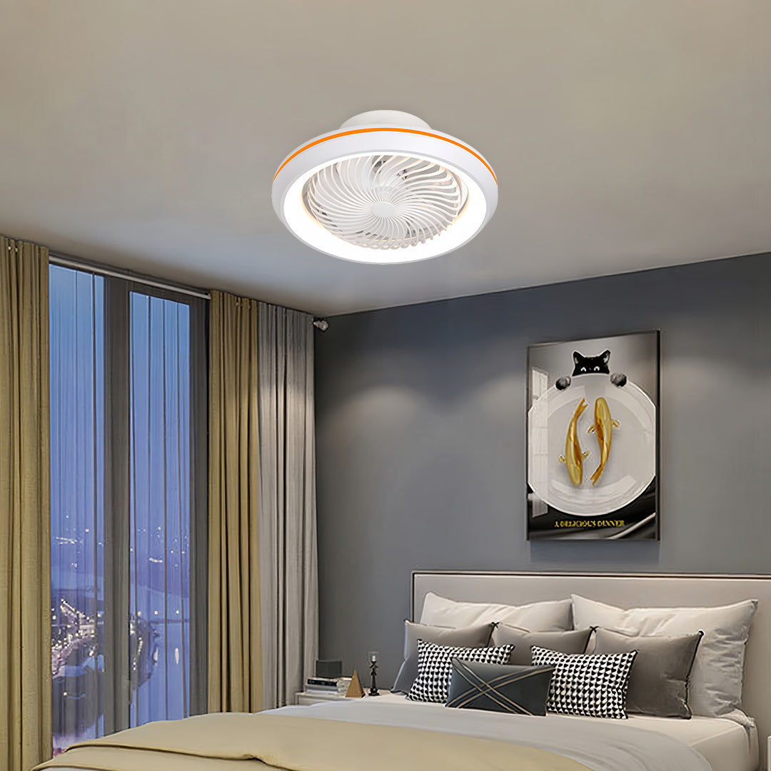 Sleek Modern White LED Ceiling Fan with Remote & Dimmable Lights for Living Room