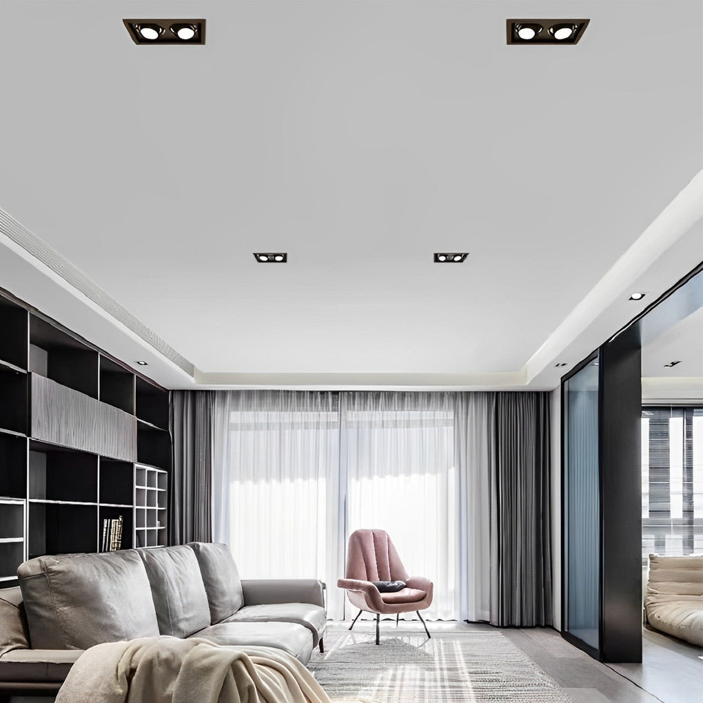 Modern Adjustable Rectangular Recessed Spotlight Fixture for Ceiling Lighting