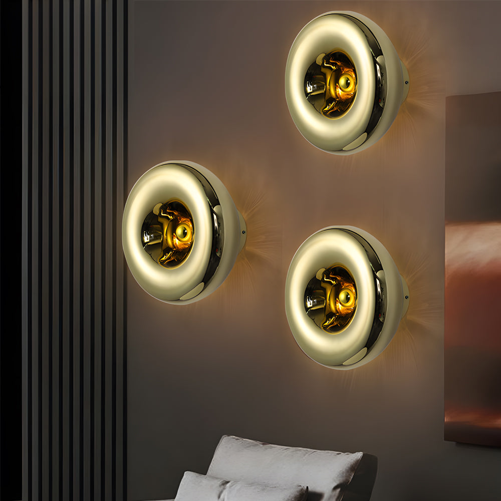 Luxury Chrome Round Wall Sconce with Lava Art Design for Modern Spaces