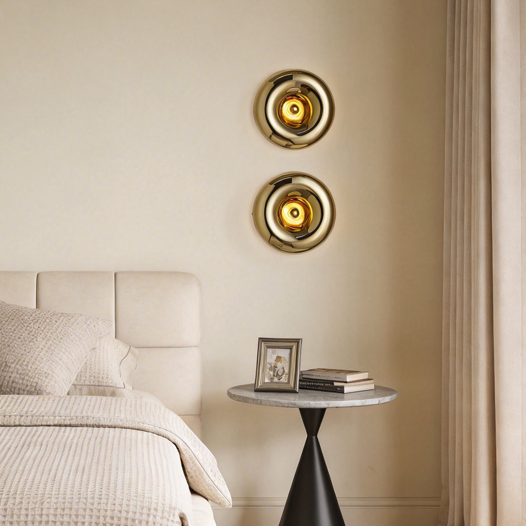 Luxury Chrome Round Wall Sconce with Lava Art Design for Modern Spaces