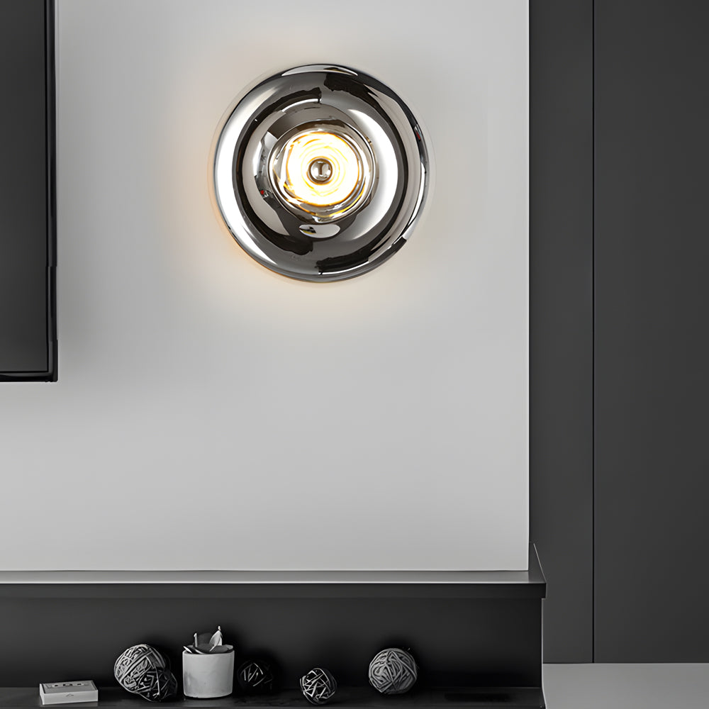 Luxury Chrome Round Wall Sconce with Lava Art Design for Modern Spaces