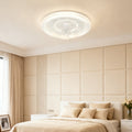 Modern White Circular Ceiling Fan with LED Light for Living Room Decor
