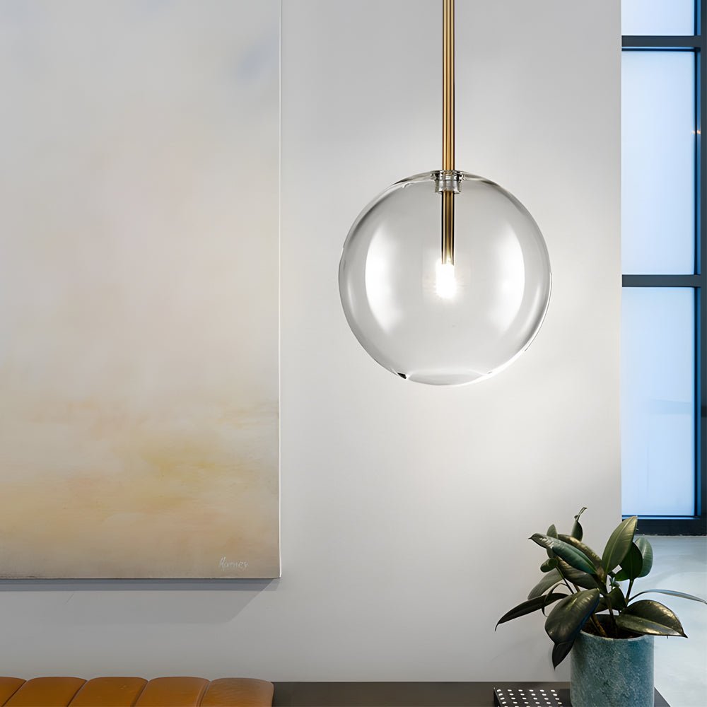 Nordic Clear Glass Globe Pendant Light Fixture for Modern Living Rooms