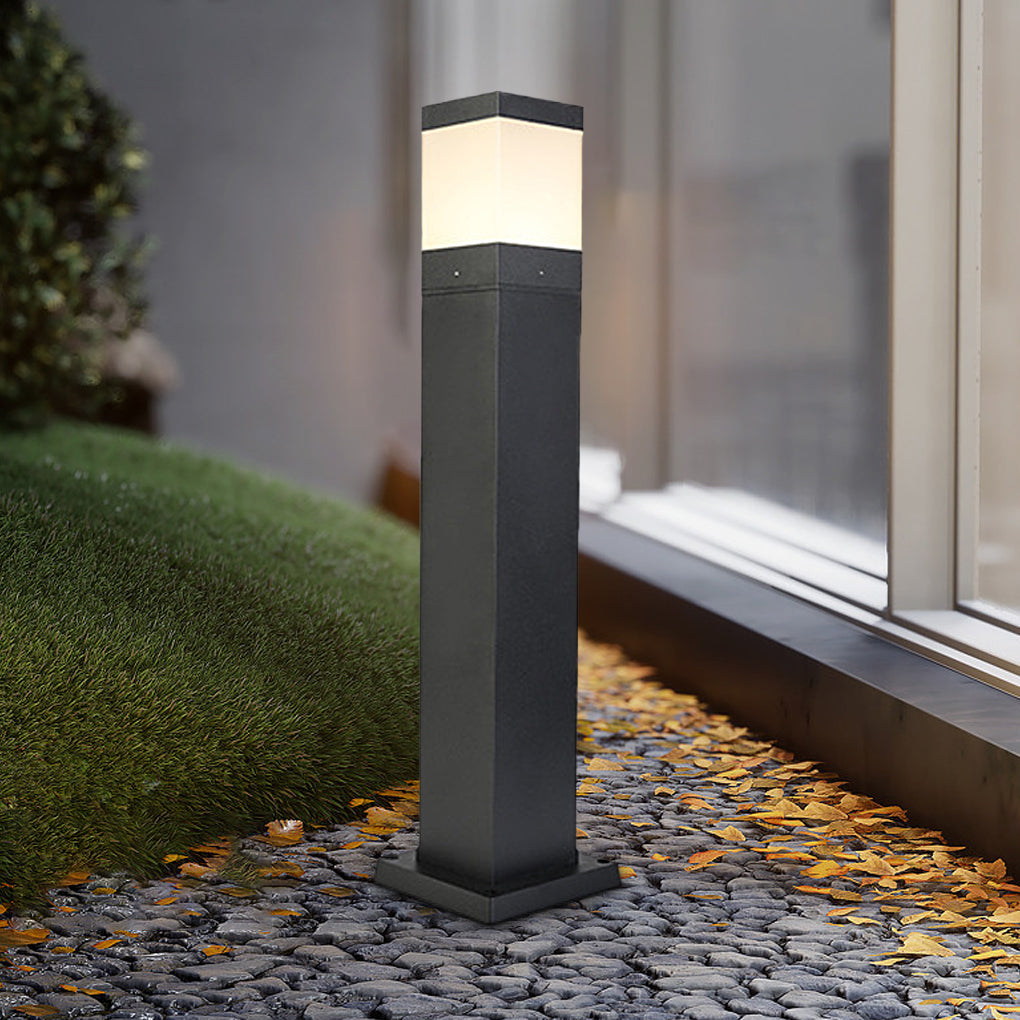 Modern Square Black Cob Outdoor LED Bollard Lights for Commercial Spaces