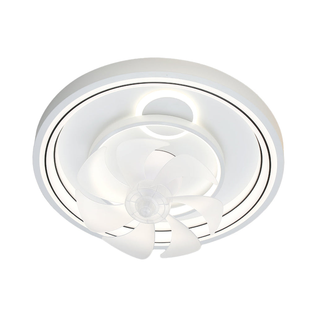 Modern White Round Ceiling Fan with Light for Living Room Bedroom
