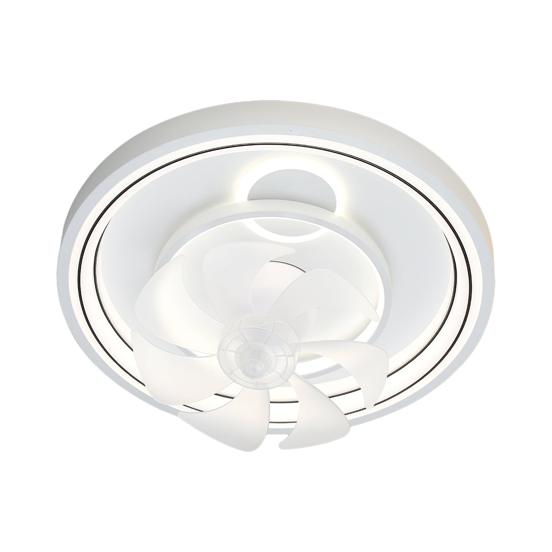 Modern White Round Ceiling Fan with Light for Living Room Bedroom