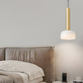 Contemporary Copper Tube Pendant Light with White Glass Bowl for Kitchen