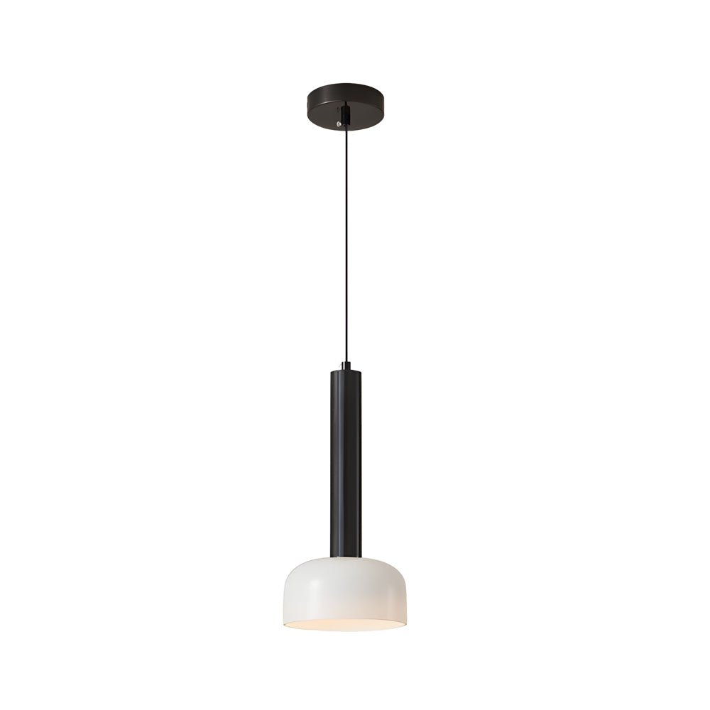 Contemporary Copper Tube 1-Light Pendant with White Glass Bowl for Kitchen
