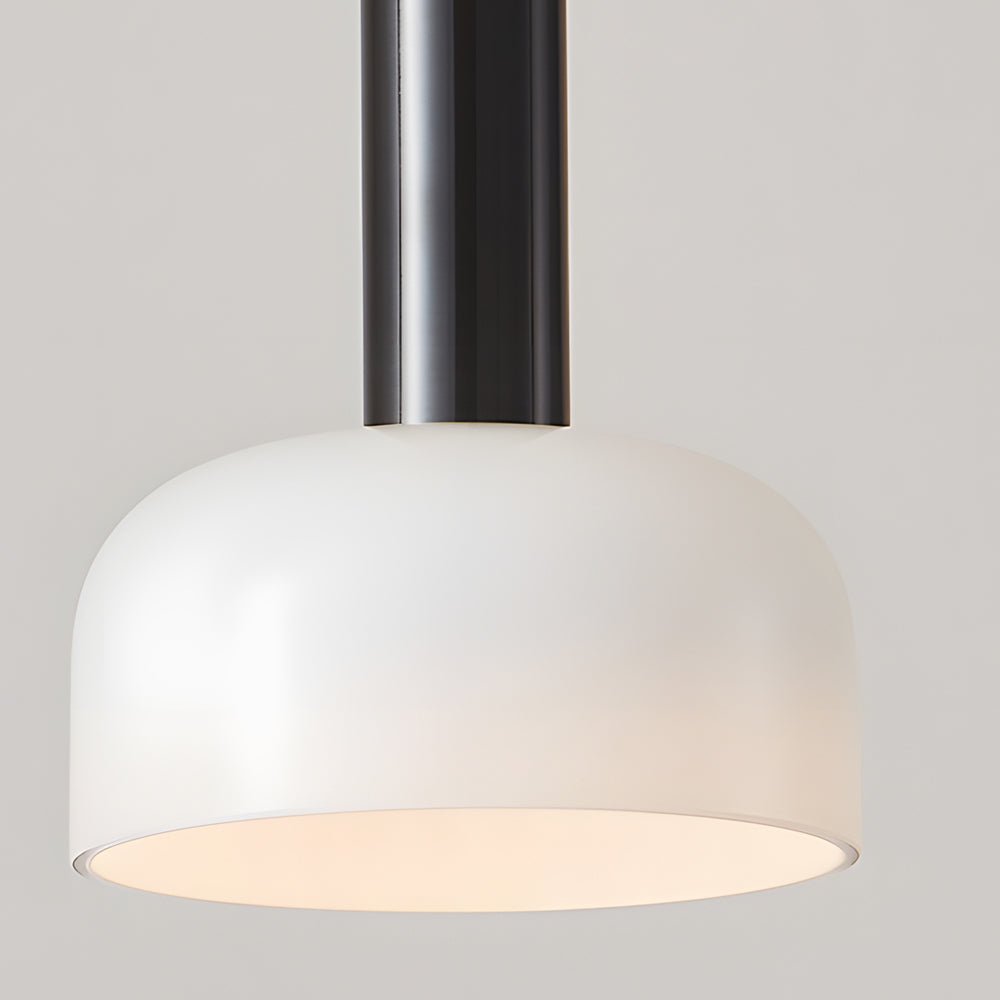Contemporary Copper Tube Pendant Light with White Glass Bowl for Kitchen