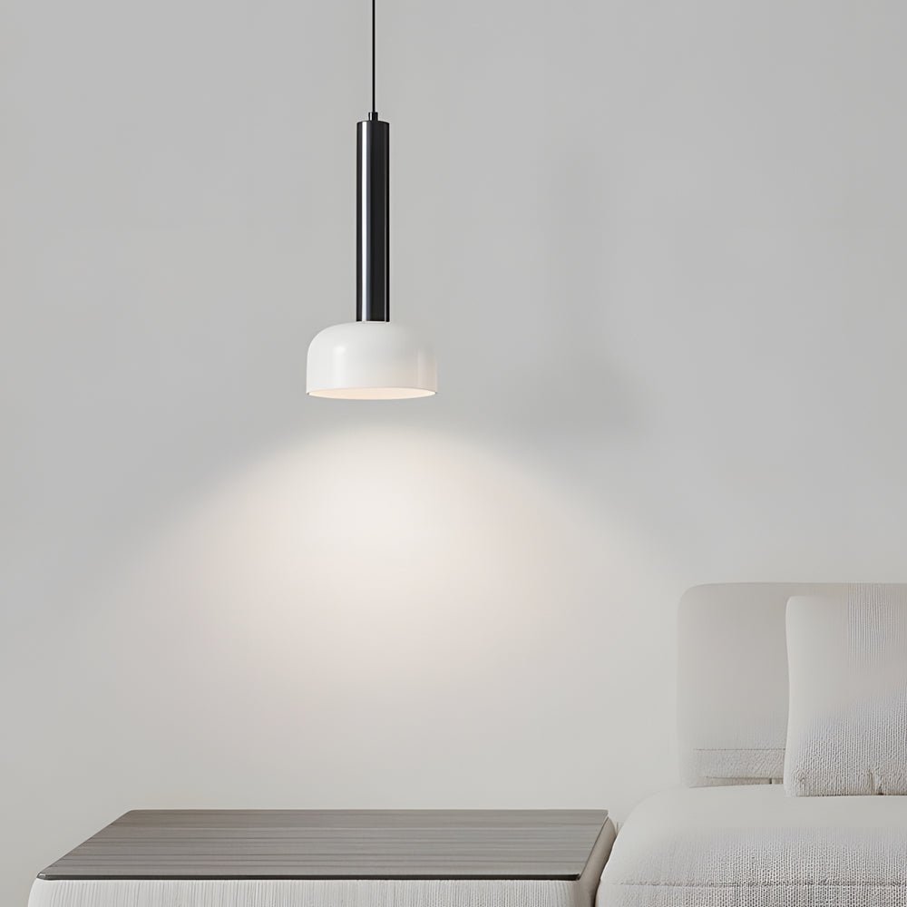 Contemporary Copper Tube Pendant Light with White Glass Bowl for Kitchen