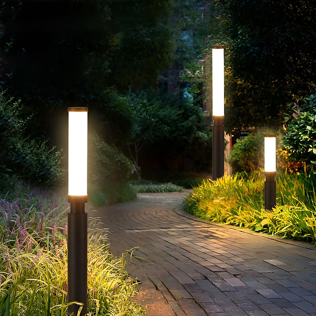 Heavy-Duty Black Waterproof LED Bollard Lights for Outdoor Garden Use