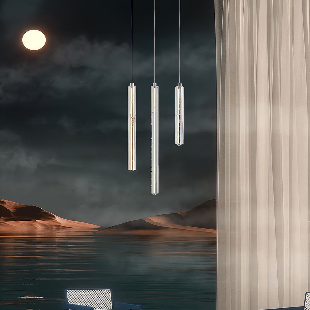 Sleek Minimalist Linear Crystal Pendant Light for Modern Living Spaces