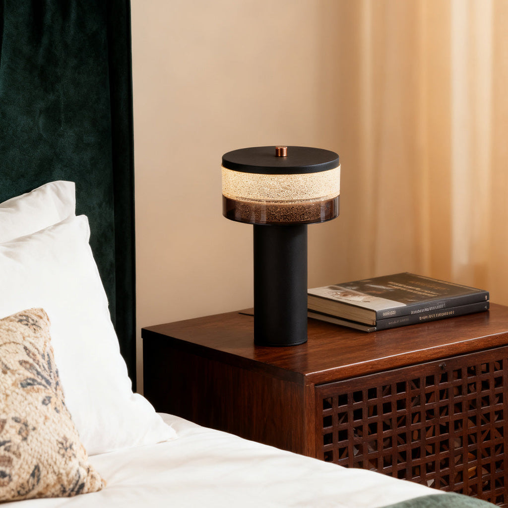 Sleek Nordic Black Iron Cylindrical Table Lamp for Modern Living Room