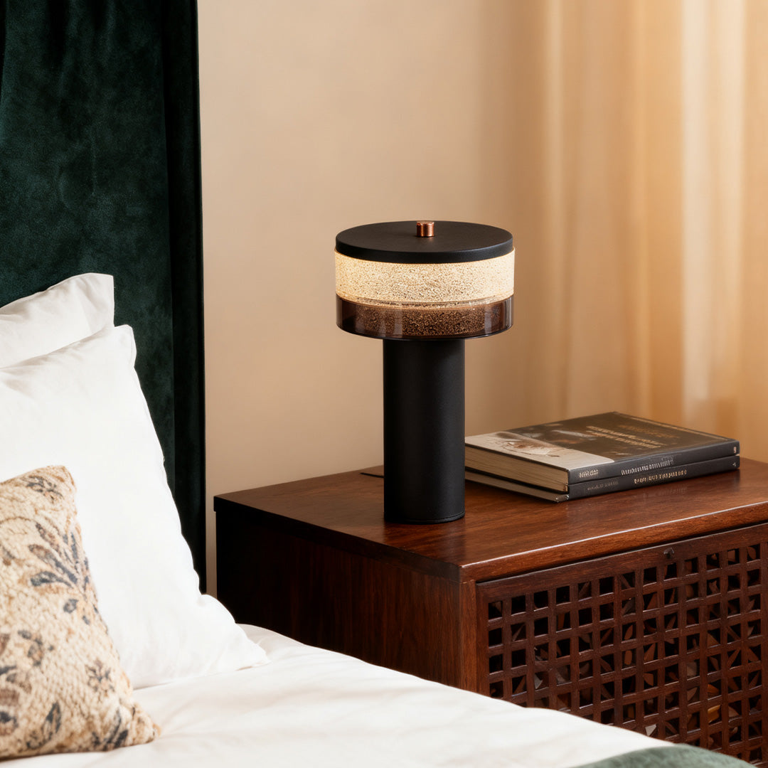 Sleek Nordic Black Iron Cylindrical Table Lamp for Modern Living Room
