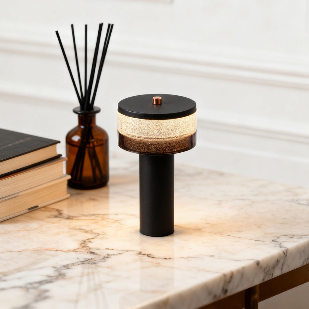 Sleek Nordic Black Iron Cylindrical Table Lamp for Modern Living Room