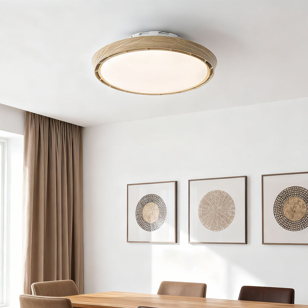 Dimmable Round LED Ceiling Fan Light - Modern White Leafless Design for Living Room