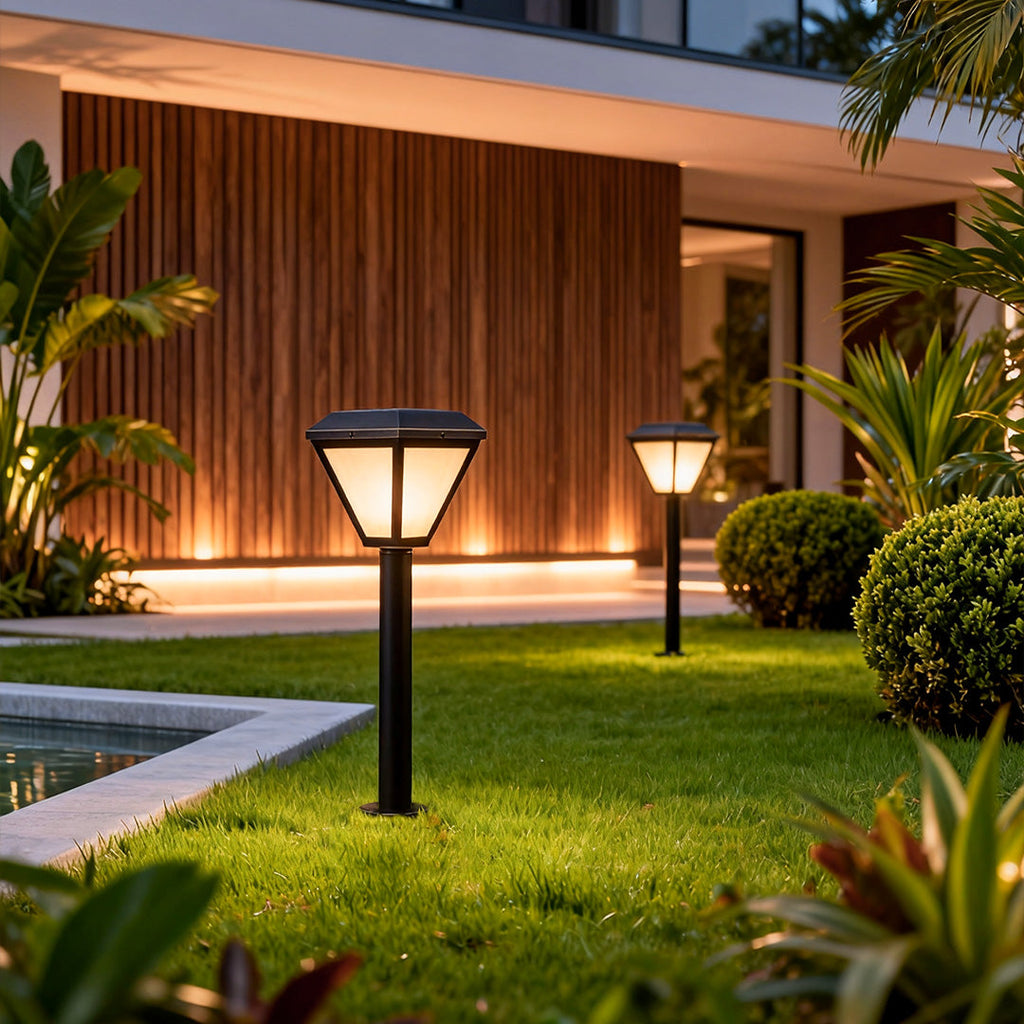 Modern Solar LED Bollard Path Lights - Durable Outdoor Landscape Stake Lights