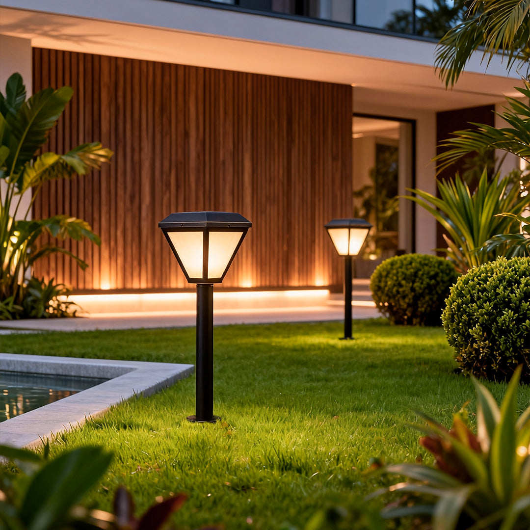 Modern Solar LED Bollard Path Lights - Durable Outdoor Landscape Stake Lights