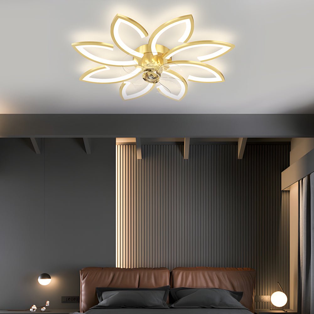 Modern Floral Ceiling Fan with Elegant LED Lights for Living Room