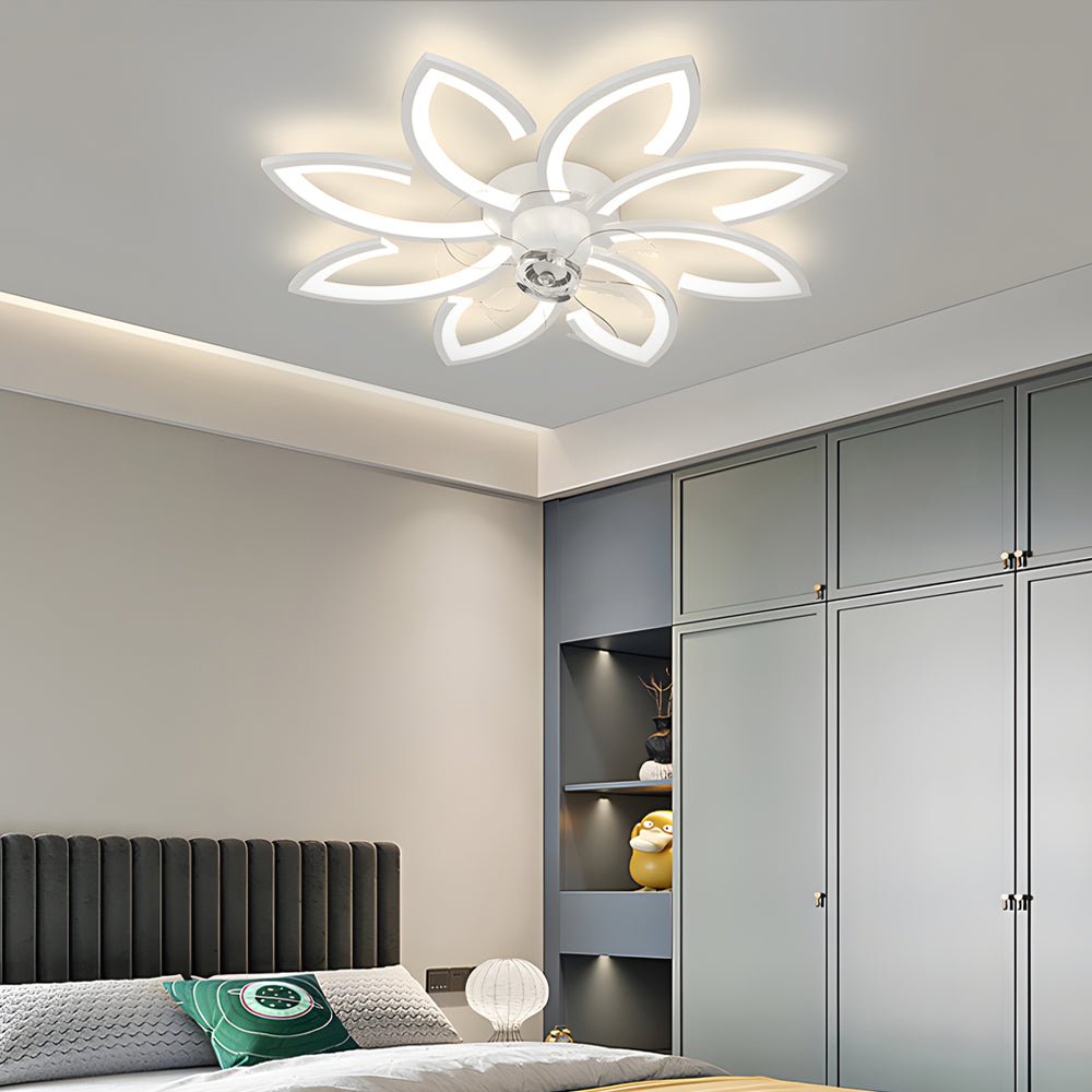 Modern Floral Ceiling Fan with Elegant LED Lights for Living Room