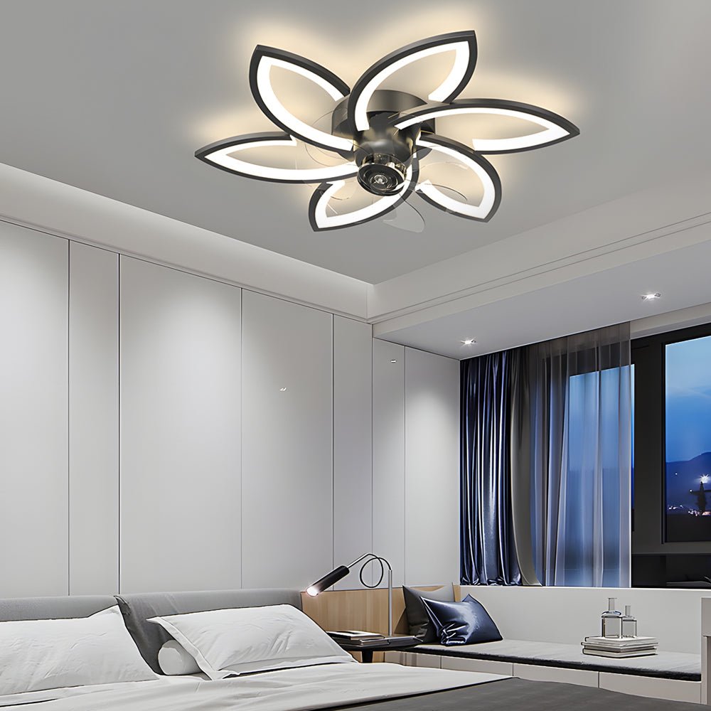 Modern Floral Ceiling Fan with Elegant LED Lights for Living Room