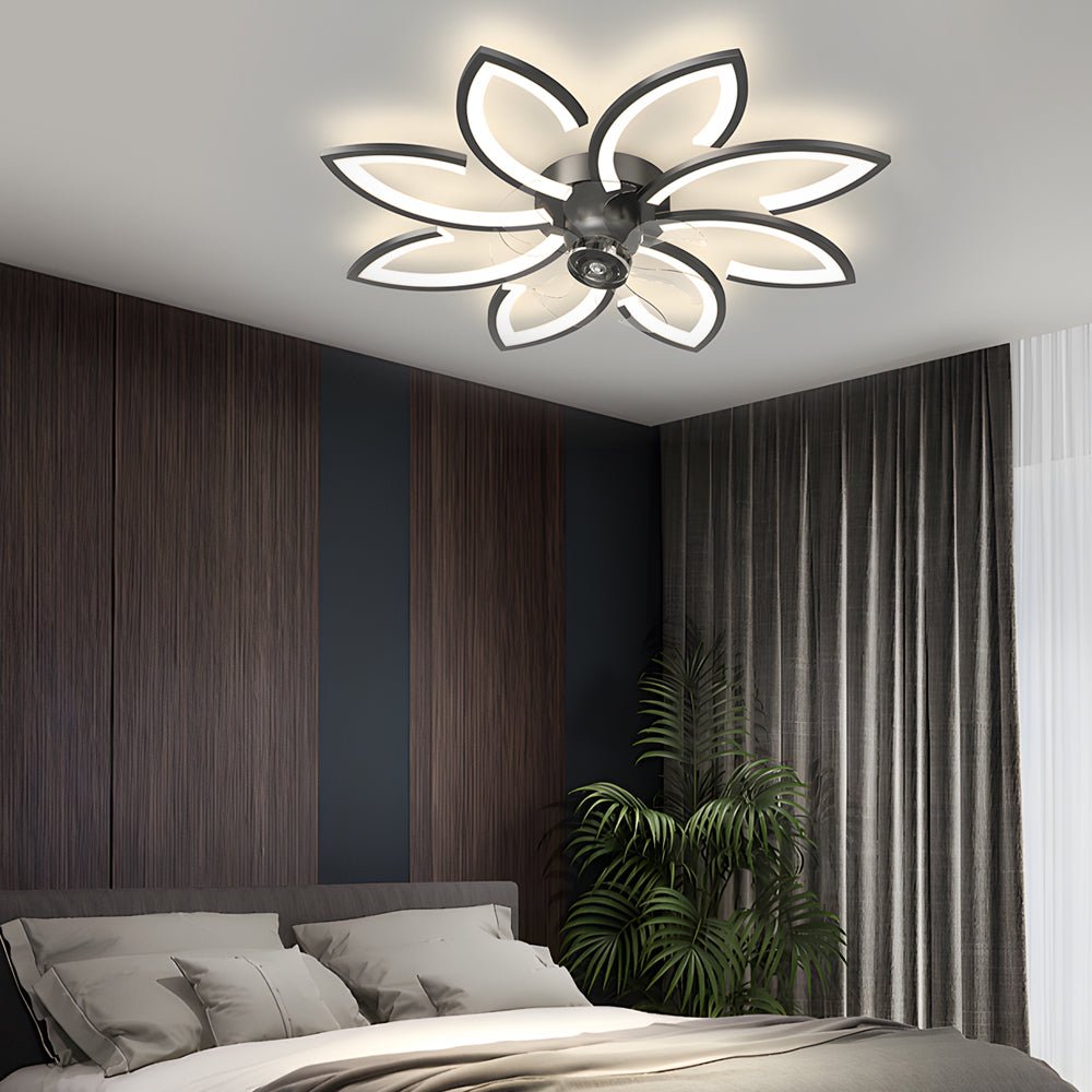 Modern Floral Ceiling Fan with Elegant LED Lights for Living Room