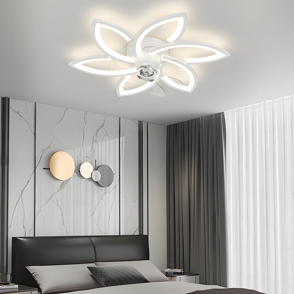 Modern Floral Ceiling Fan with Elegant LED Lights for Living Room