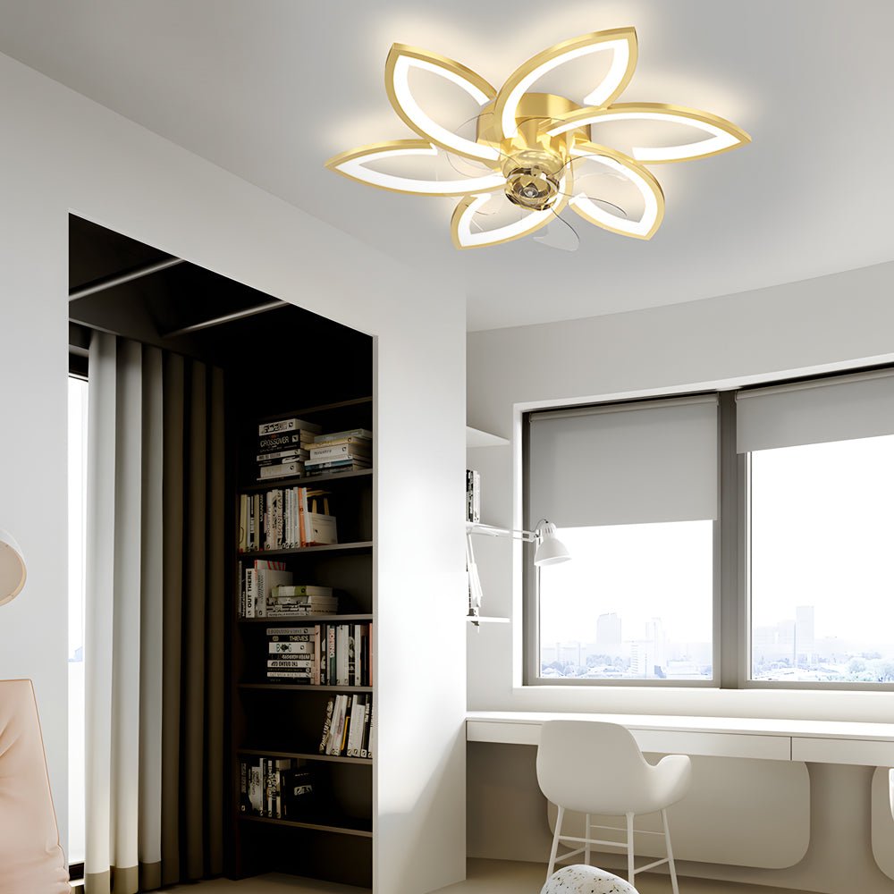 Modern Floral Ceiling Fan with Elegant LED Lights for Living Room