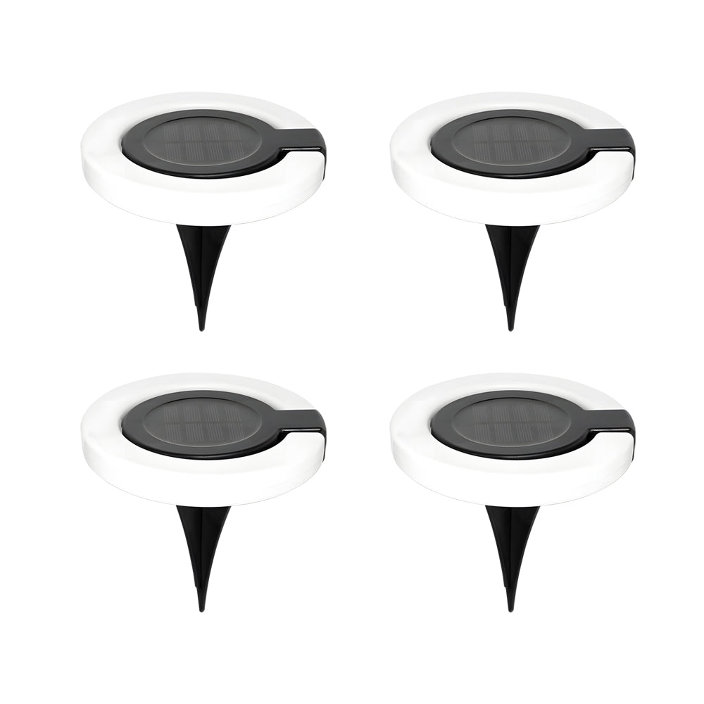 Contemporary Waterproof Round Solar Deck Lights Set for Outdoor Spaces