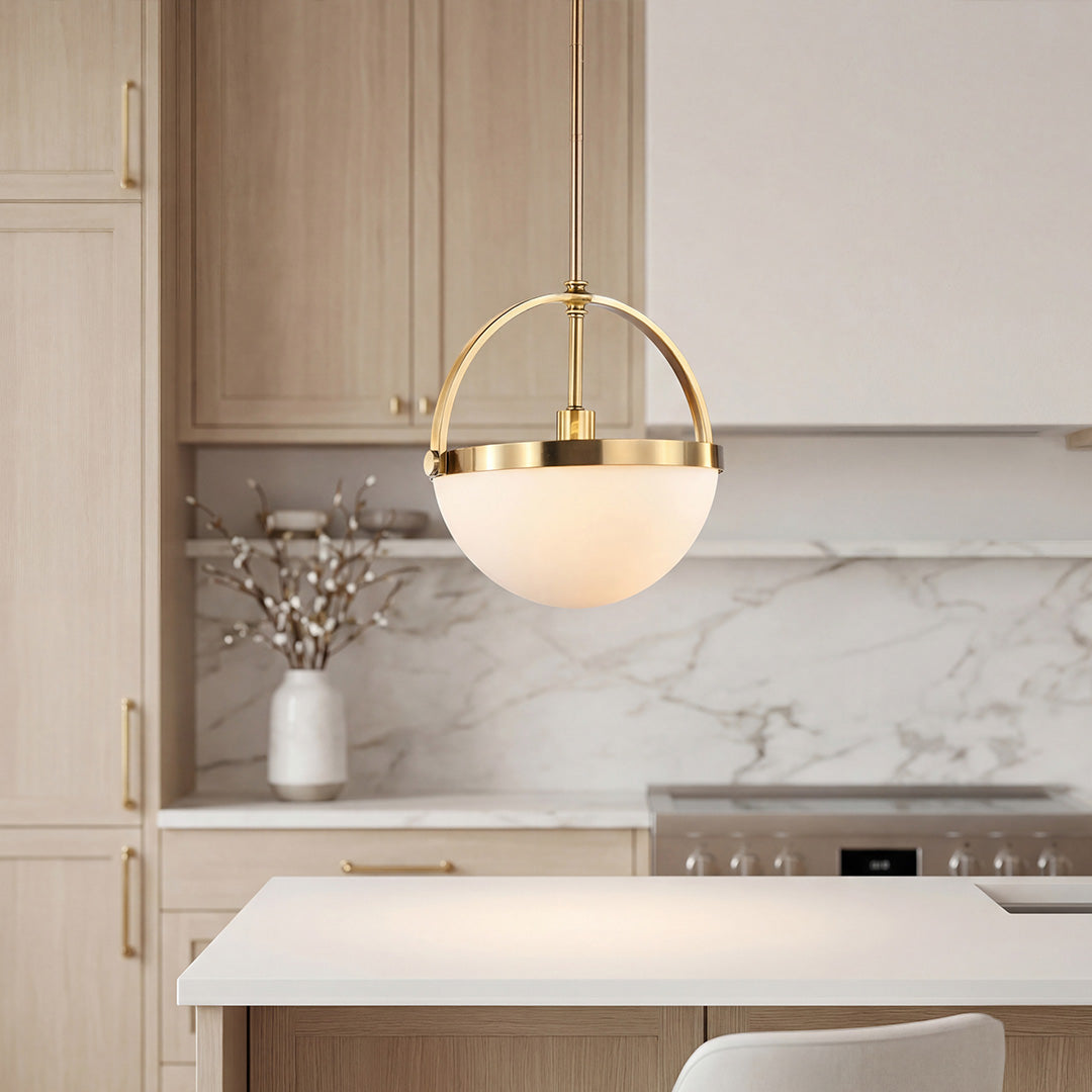 Minimalist Gold and White Pendant Light Fixture for Modern Living Spaces