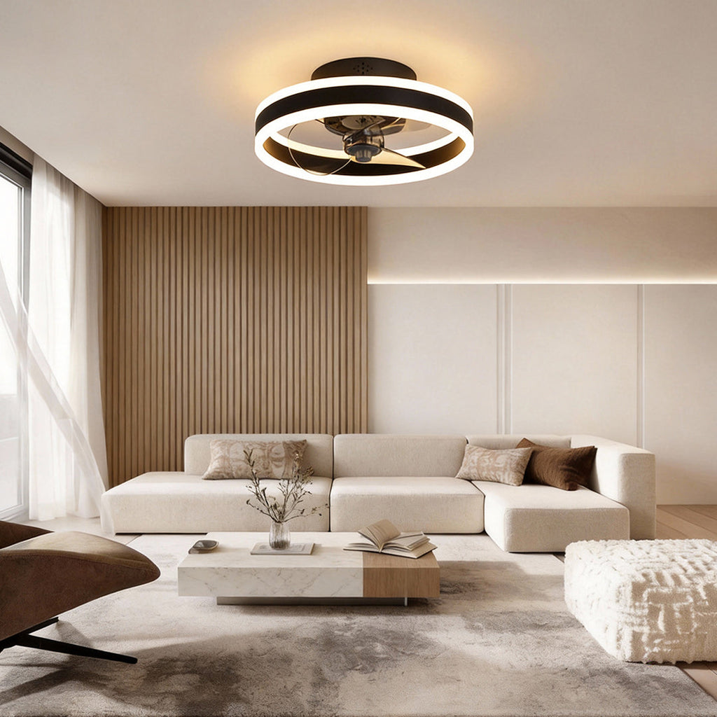 Dimmable Modern Gold Ceiling Fan with LED Light for Living Room Decor