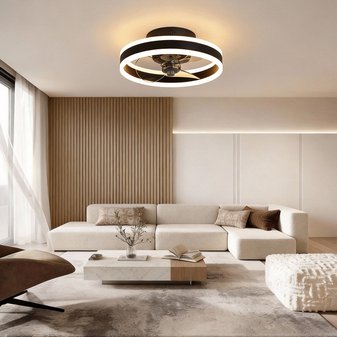 Dimmable Modern Gold Ceiling Fan with LED Light for Living Room Decor
