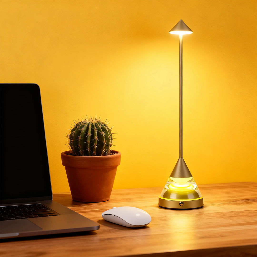 Contemporary Black Aluminum Pointed Table Lamp for Bedroom or Office