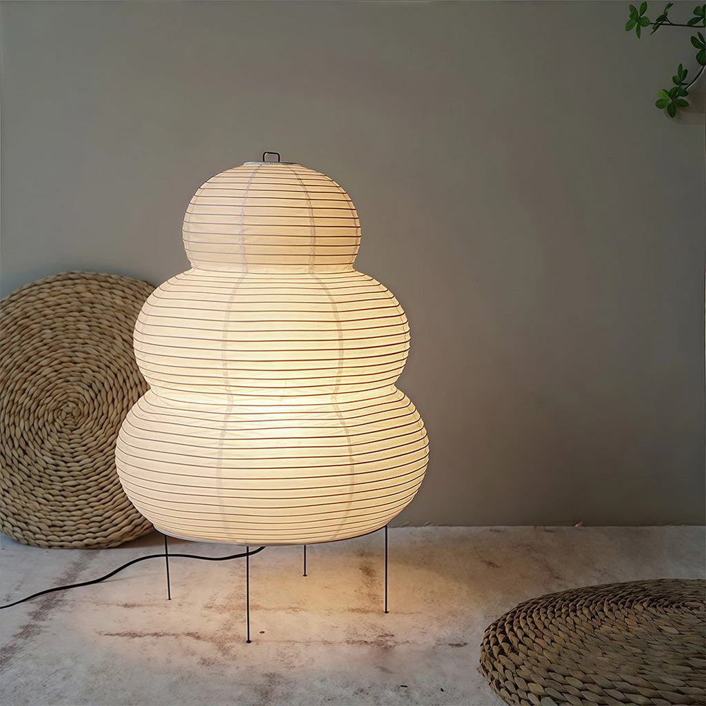 Minimalist White Rice Paper Table Lamp in Wabi-Sabi Style for Living Room