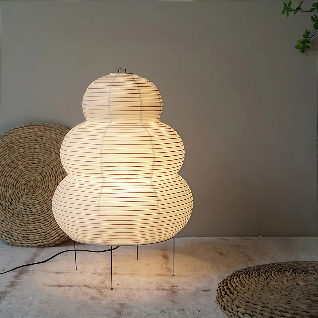 Minimalist White Rice Paper Table Lamp in Wabi-Sabi Style for Living Room