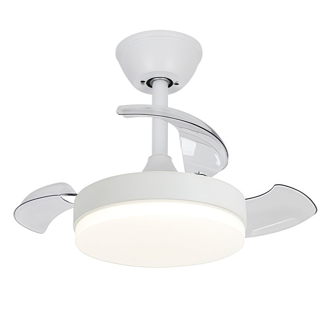 Modern White LED Ceiling Fan with Lights and Silent Motor for Living Rooms