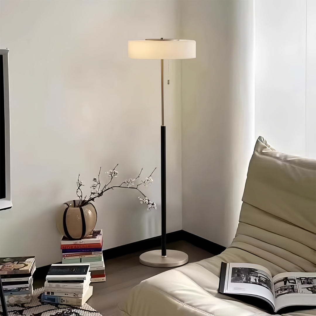 Elegant Tall LED Floor Lamp with Drum Shade for Living Room Decor