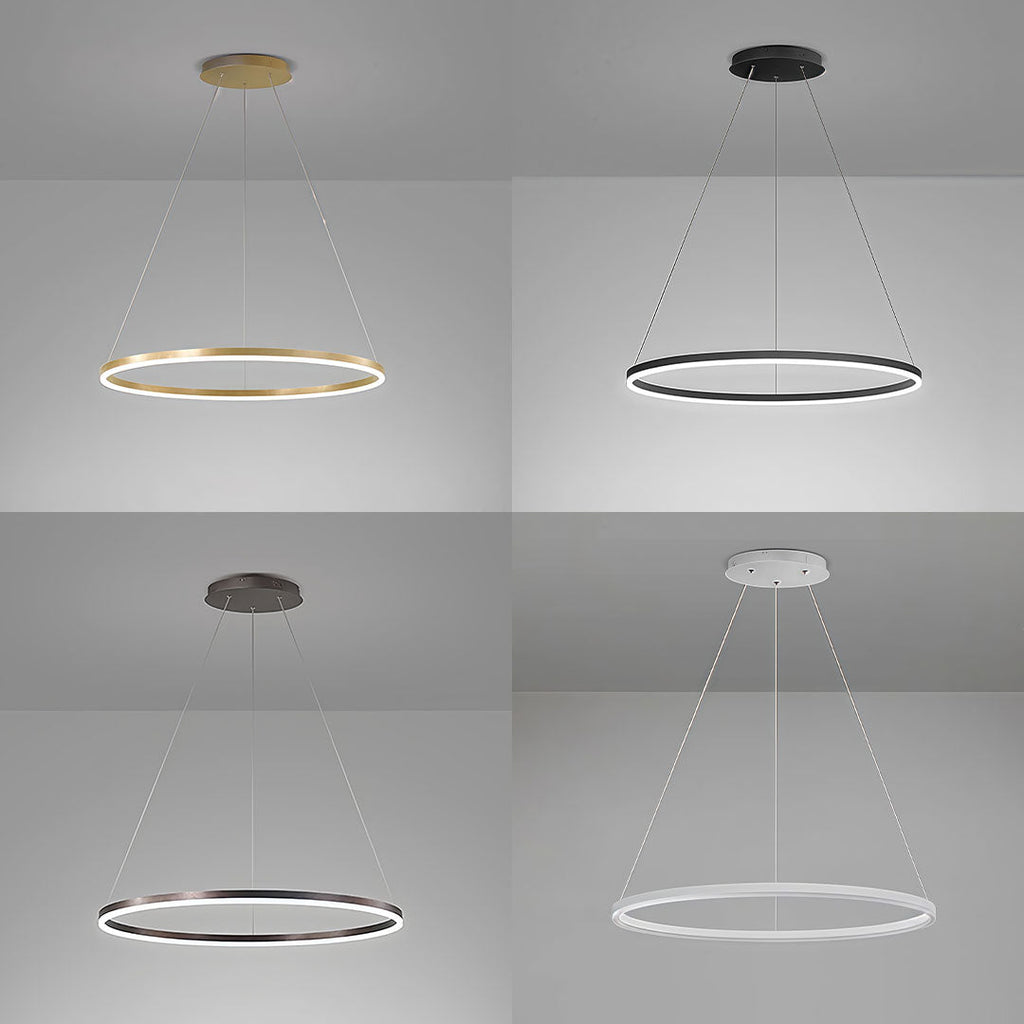 Sleek Black LED Ring Chandelier Fixture in Durable Aluminum for Modern Spaces