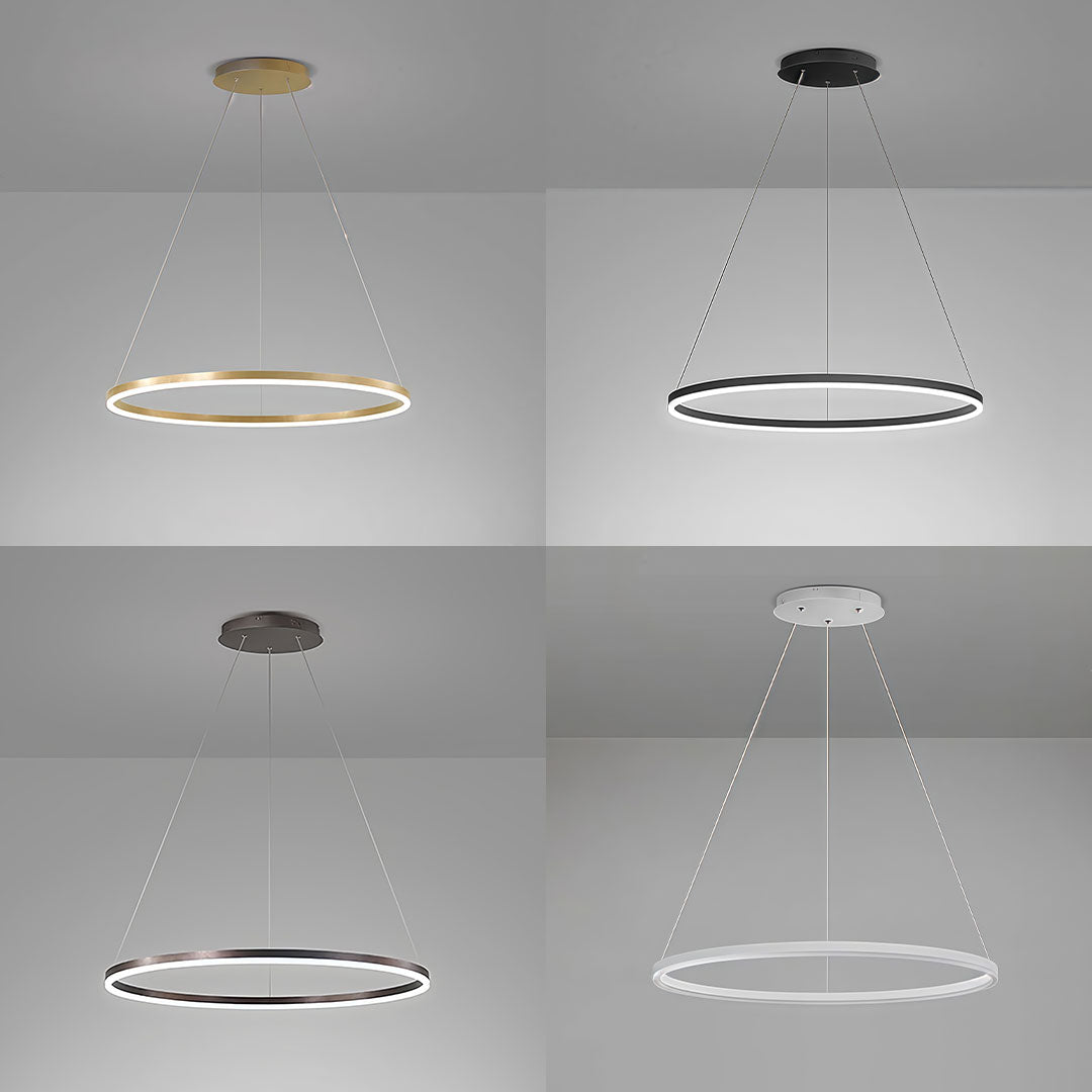 Sleek Black LED Ring Chandelier Fixture in Durable Aluminum for Modern Spaces