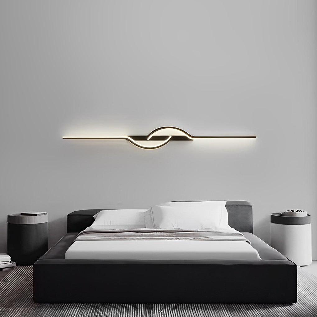Contemporary Black Aluminum Linear Wall Sconce for Hallway or Living Room