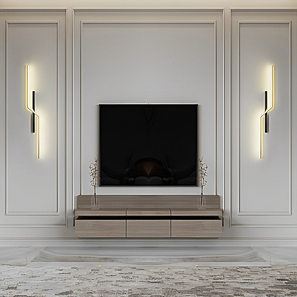 Sleek Modern Black Linear LED Wall Sconce for Living Room Bedroom Decor